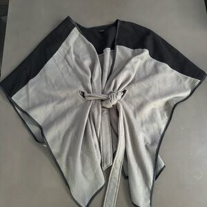 Elegant Black and Gray wrap poncho Women's Sweater